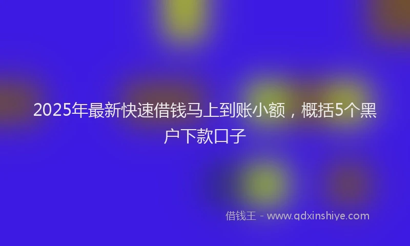 2025年最新快速借钱马上到账小额，概括5个黑户下款口子