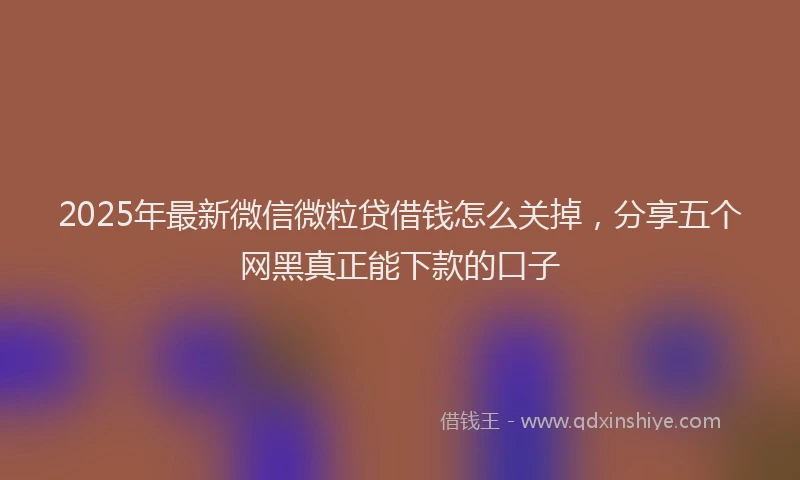 2025年最新微信微粒贷借钱怎么关掉，分享五个网黑真正能下款的口子
