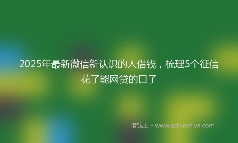 2025年最新微信新认识的人借钱，梳理5个征信花了能网贷的口子