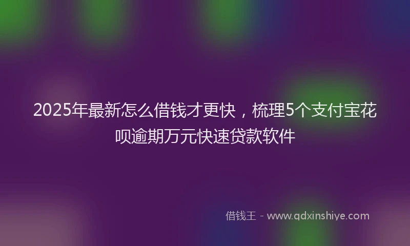 2025年最新怎么借钱才更快，梳理5个支付宝花呗逾期万元快速贷款软件