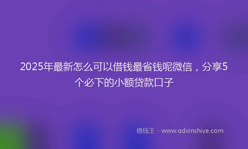 2025年最新怎么可以借钱最省钱呢微信，分享5个必下的小额贷款口子