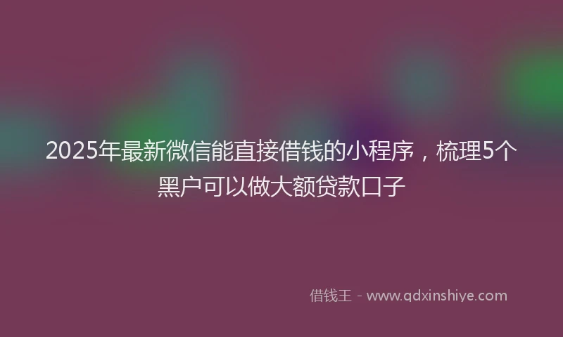2025年最新微信能直接借钱的小程序，梳理5个黑户可以做大额贷款口子