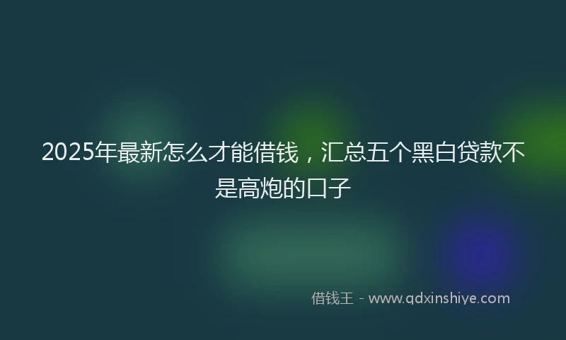 2025年最新怎么才能借钱，汇总五个黑白贷款不是高炮的口子