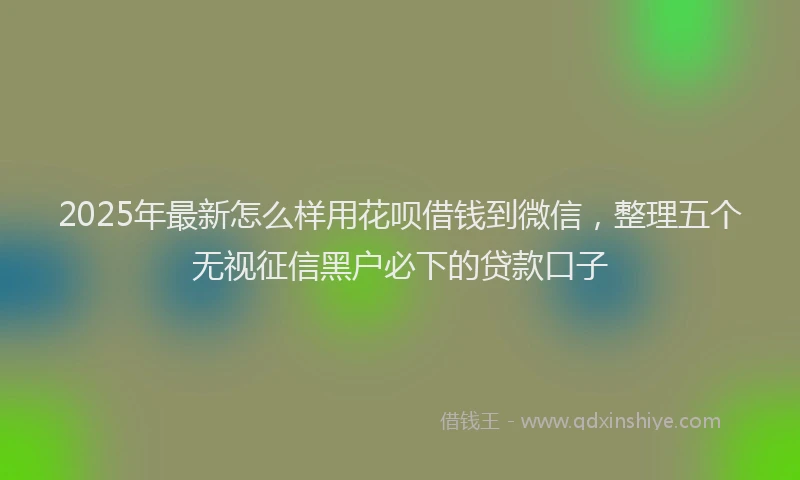 2025年最新怎么样用花呗借钱到微信，整理五个无视征信黑户必下的贷款口子