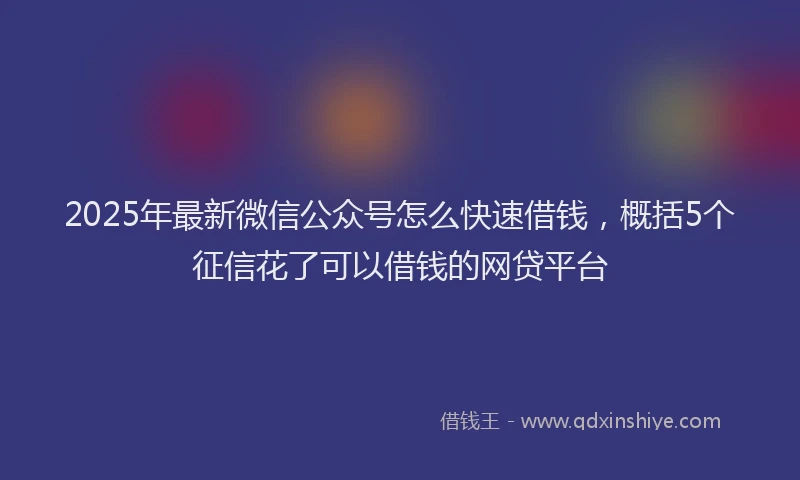 2025年最新微信公众号怎么快速借钱，概括5个征信花了可以借钱的网贷平台