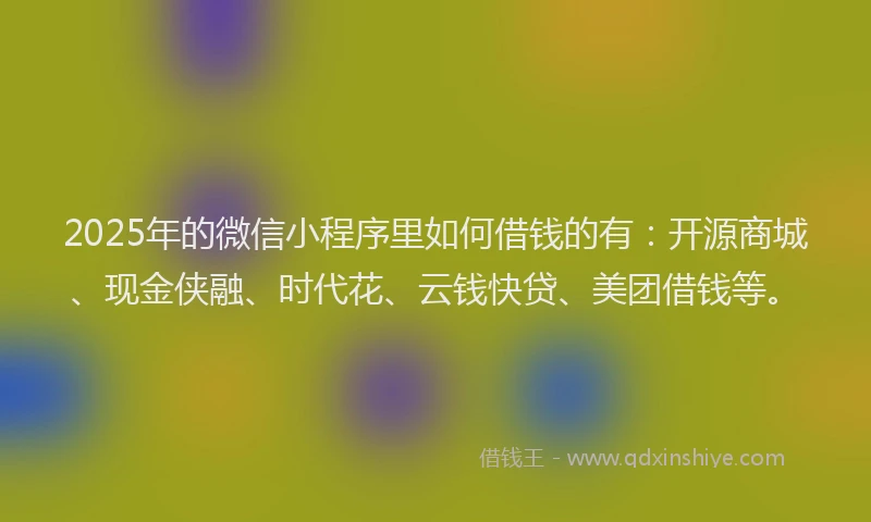 2025年的微信小程序里如何借钱的有：开源商城、现金侠融、时代花、云钱快贷、美团借钱等。