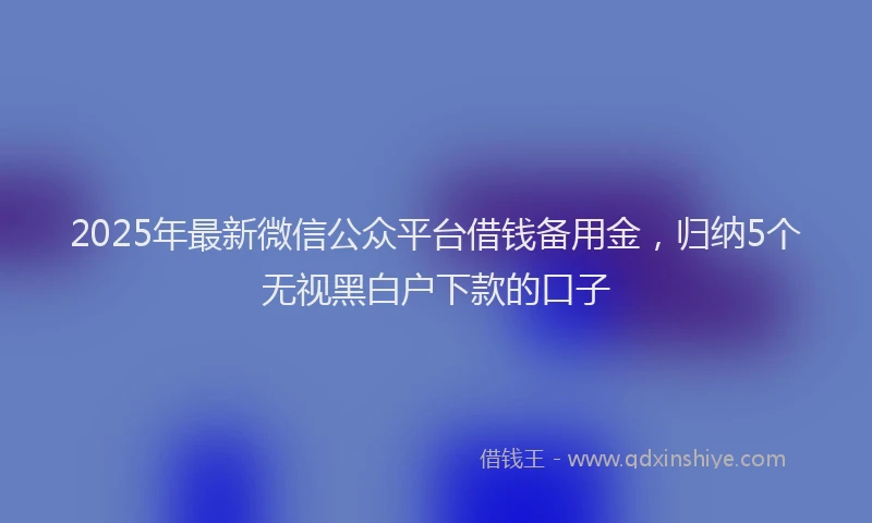 2025年最新微信公众平台借钱备用金，归纳5个无视黑白户下款的口子