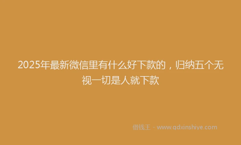 2025年最新微信里有什么好下款的，归纳五个无视一切是人就下款