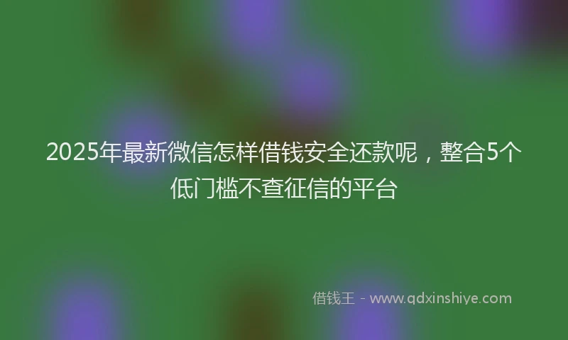 2025年最新微信怎样借钱安全还款呢，整合5个低门槛不查征信的平台