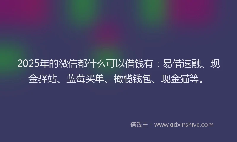 2025年的微信都什么可以借钱有：易借速融、现金驿站、蓝莓买单、橄榄钱包、现金猫等。