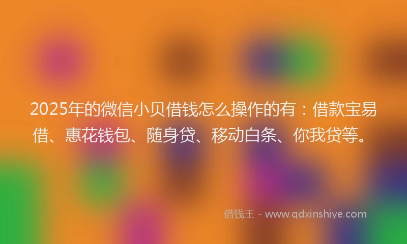 2025年的微信小贝借钱怎么操作的有：借款宝易借、惠花钱包、随身贷、移动白条、你我贷等。