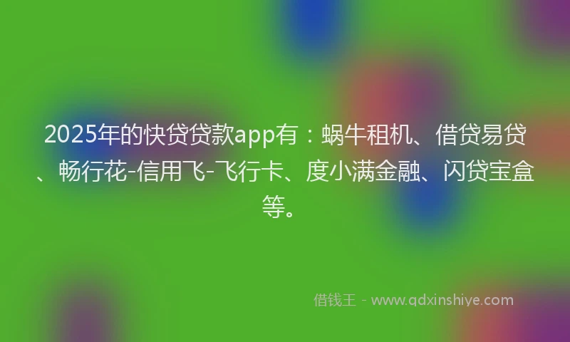 2025年的快贷贷款app有：蜗牛租机、借贷易贷、畅行花-信用飞-飞行卡、度小满金融、闪贷宝盒等。