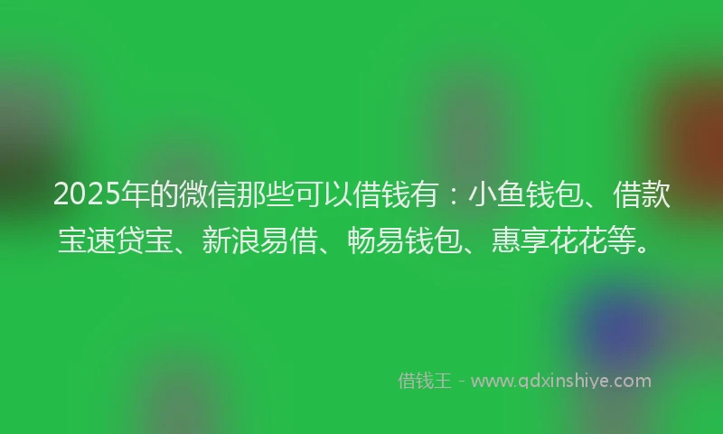 2025年的微信那些可以借钱有：小鱼钱包、借款宝速贷宝、新浪易借、畅易钱包、惠享花花等。