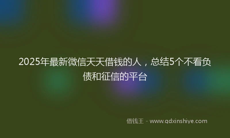 2025年最新微信天天借钱的人，总结5个不看负债和征信的平台