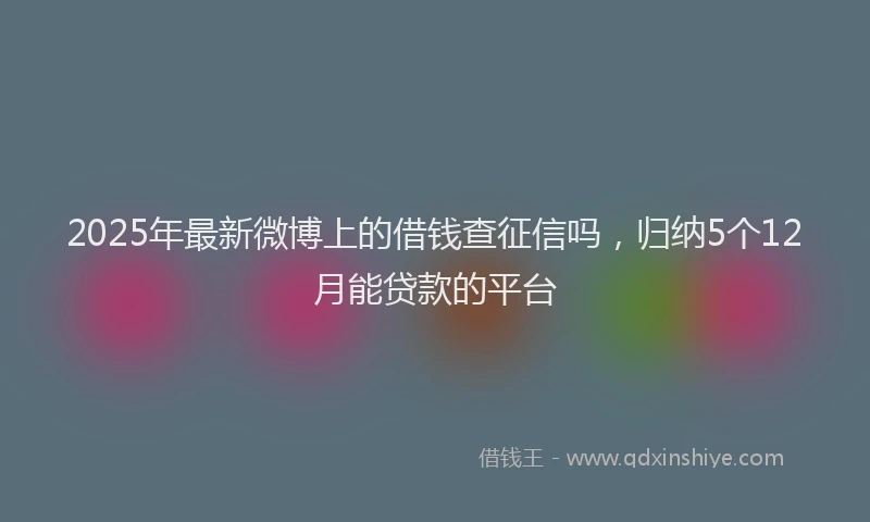 2025年最新微博上的借钱查征信吗，归纳5个12月能贷款的平台