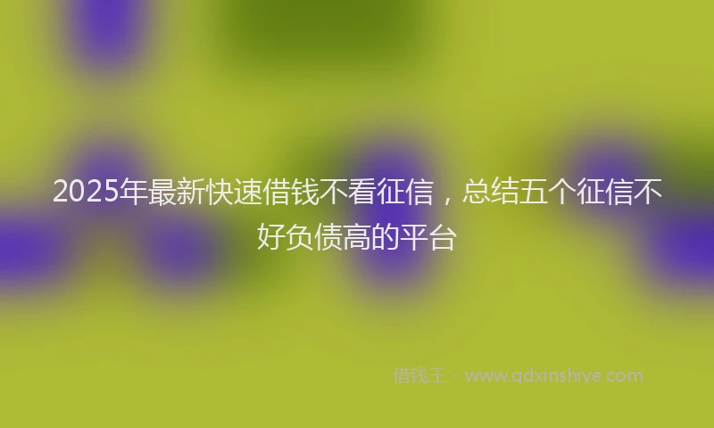 2025年最新快速借钱不看征信，总结五个征信不好负债高的平台