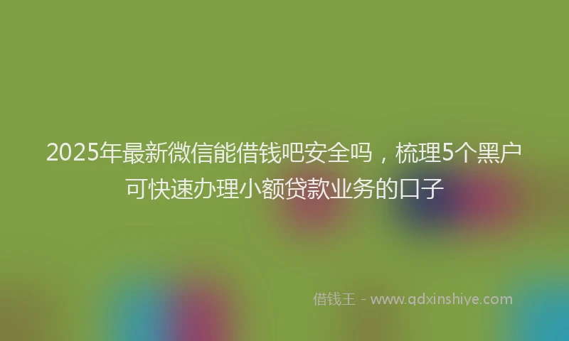 2025年最新微信能借钱吧安全吗，梳理5个黑户可快速办理小额贷款业务的口子