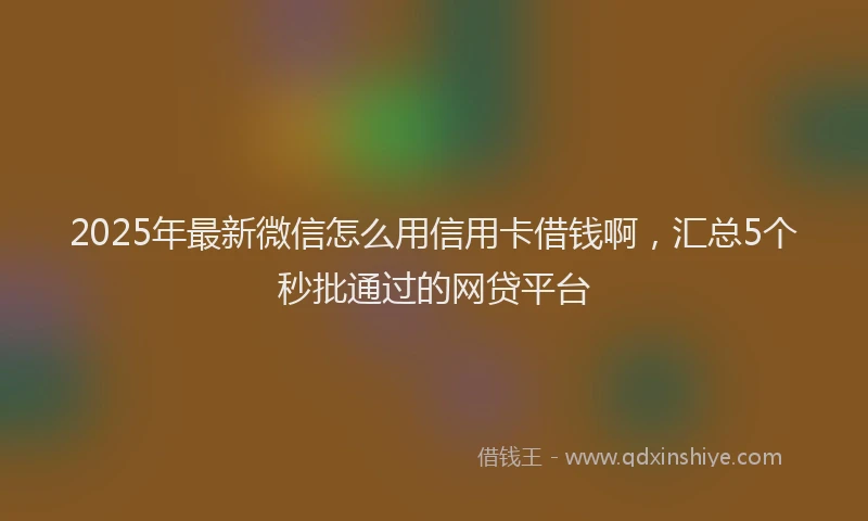 2025年最新微信怎么用信用卡借钱啊，汇总5个秒批通过的网贷平台