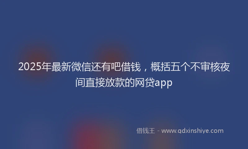 2025年最新微信还有吧借钱，概括五个不审核夜间直接放款的网贷app