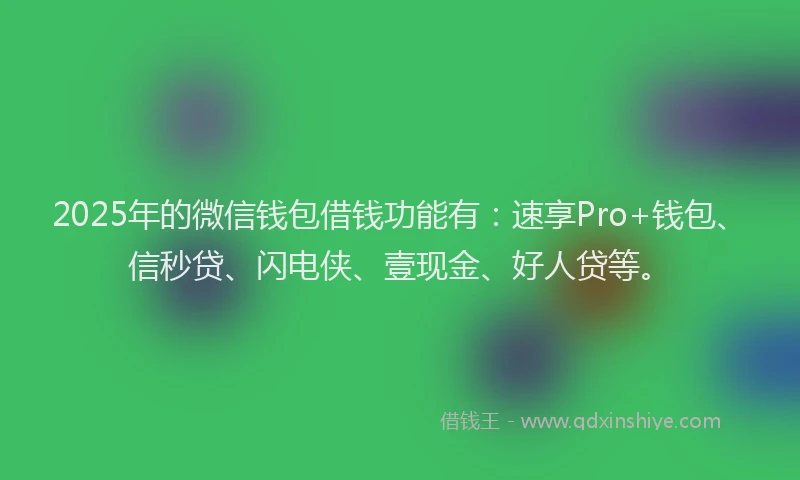 2025年的微信钱包借钱功能有：速享Pro+钱包、信秒贷、闪电侠、壹现金、好人贷等。