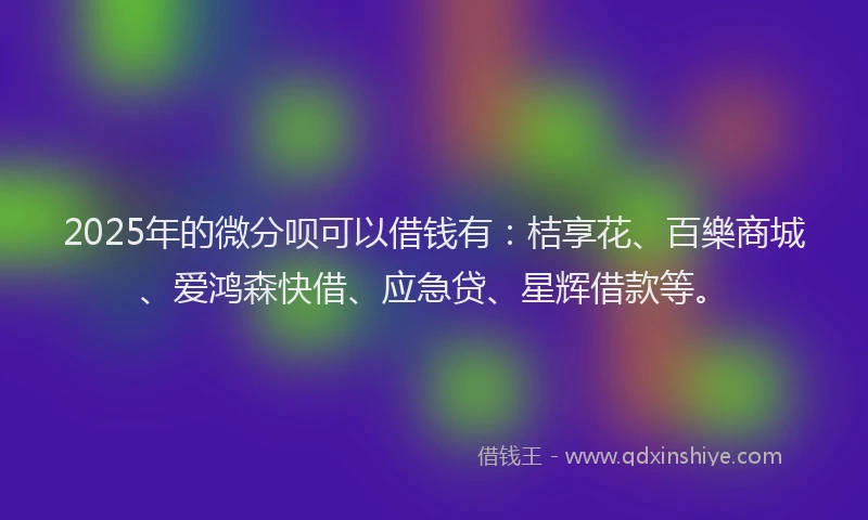 2025年的微分呗可以借钱有：桔享花、百樂商城、爱鸿森快借、应急贷、星辉借款等。