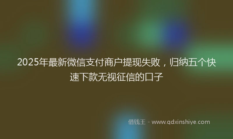 2025年最新微信支付商户提现失败，归纳五个快速下款无视征信的口子