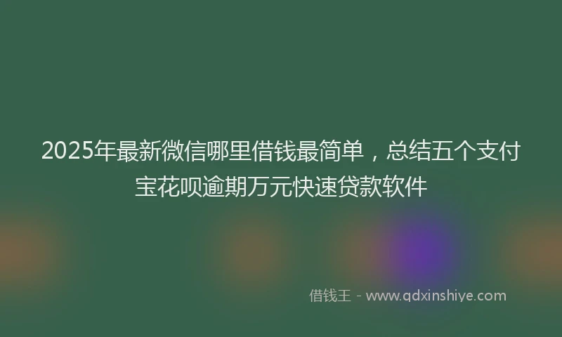 2025年最新微信哪里借钱最简单，总结五个支付宝花呗逾期万元快速贷款软件