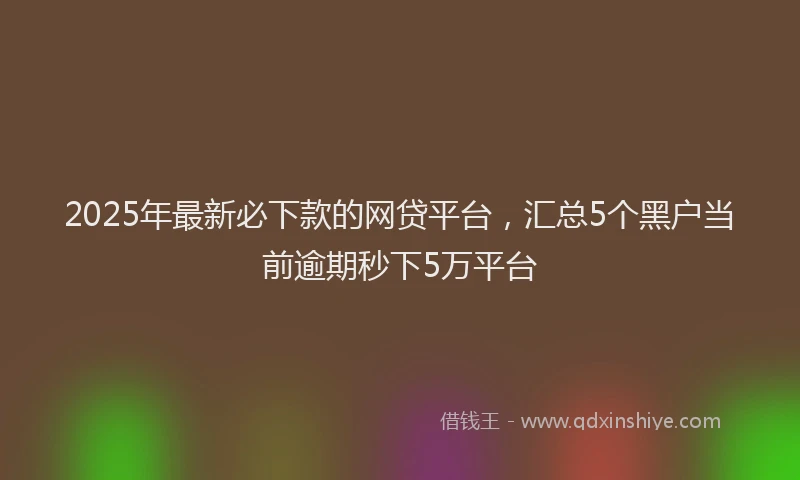 2025年最新必下款的网贷平台，汇总5个黑户当前逾期秒下5万平台