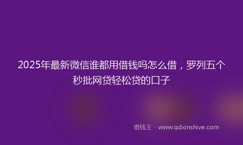 2025年最新微信谁都用借钱吗怎么借，罗列五个秒批网贷轻松贷的口子