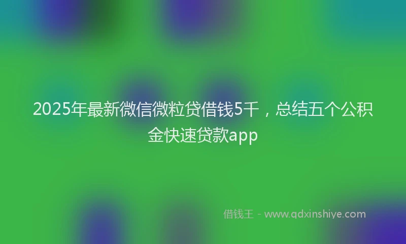 2025年最新微信微粒贷借钱5千，总结五个公积金快速贷款app
