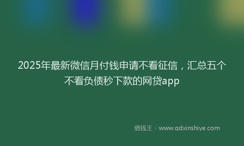 2025年最新微信月付钱申请不看征信，汇总五个不看负债秒下款的网贷app