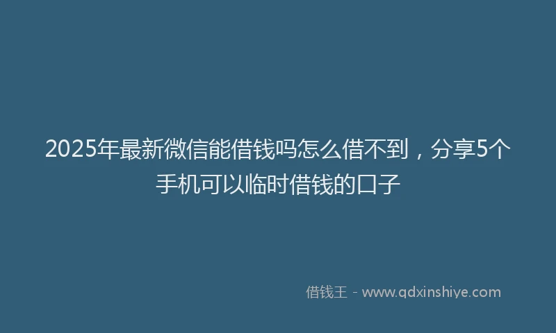 2025年最新微信能借钱吗怎么借不到，分享5个手机可以临时借钱的口子
