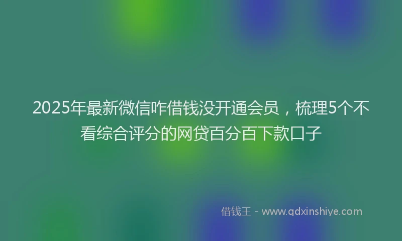 2025年最新微信咋借钱没开通会员，梳理5个不看综合评分的网贷百分百下款口子
