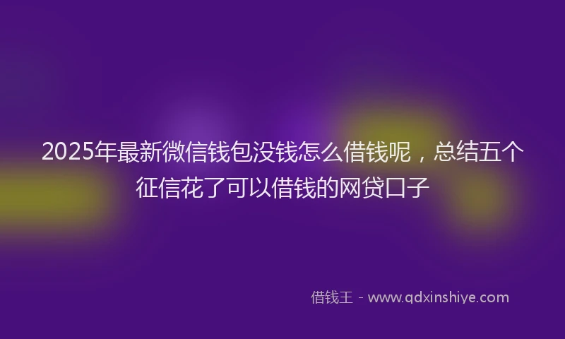 2025年最新微信钱包没钱怎么借钱呢，总结五个征信花了可以借钱的网贷口子