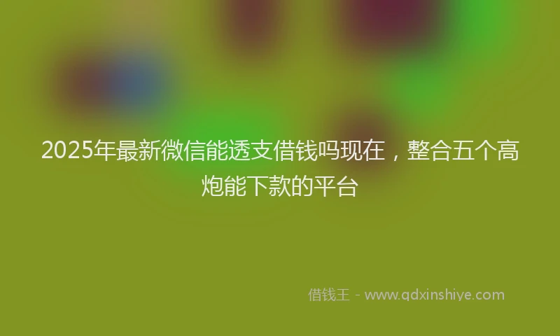 2025年最新微信能透支借钱吗现在，整合五个高炮能下款的平台