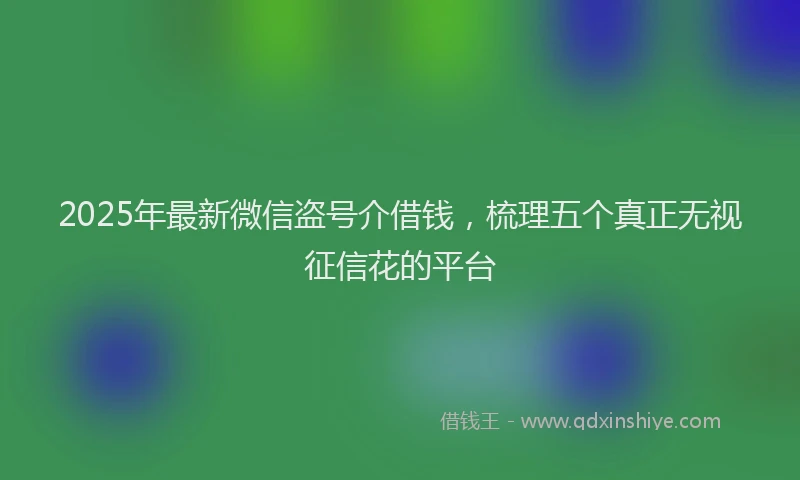 2025年最新微信盗号介借钱，梳理五个真正无视征信花的平台