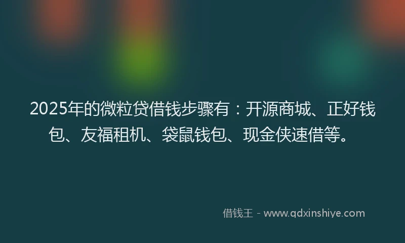 2025年的微粒贷借钱步骤有：开源商城、正好钱包、友福租机、袋鼠钱包、现金侠速借等。