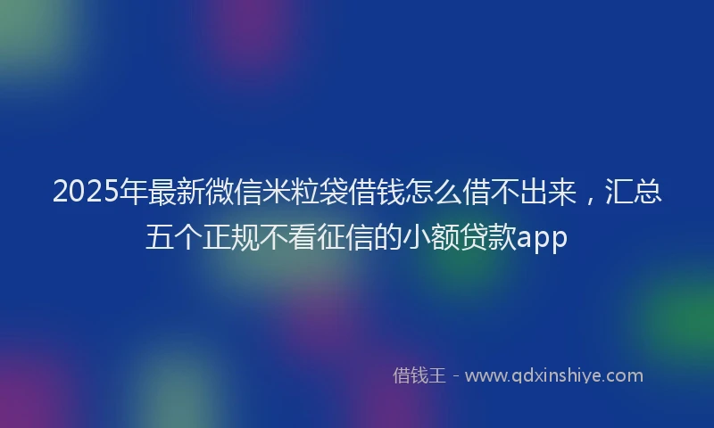 2025年最新微信米粒袋借钱怎么借不出来，汇总五个正规不看征信的小额贷款app