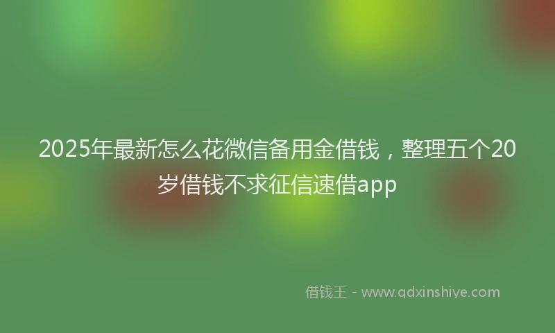 2025年最新怎么花微信备用金借钱，整理五个20岁借钱不求征信速借app