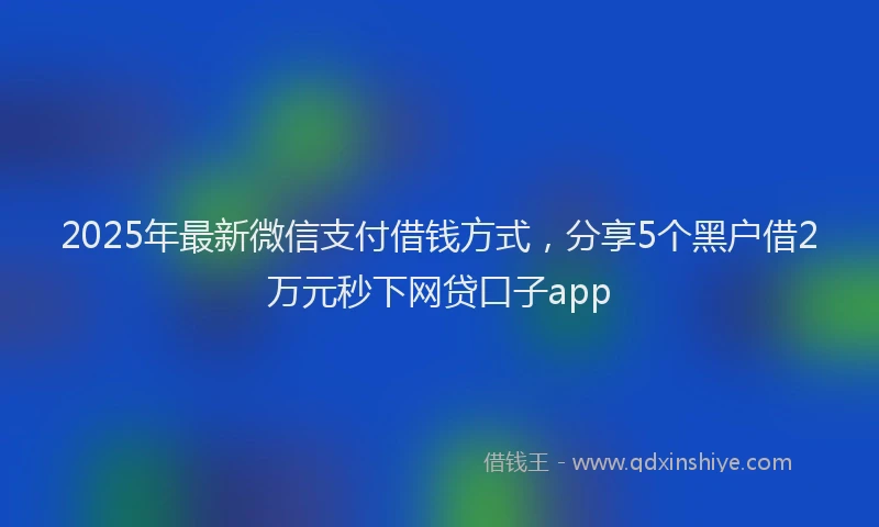 2025年最新微信支付借钱方式，分享5个黑户借2万元秒下网贷口子app