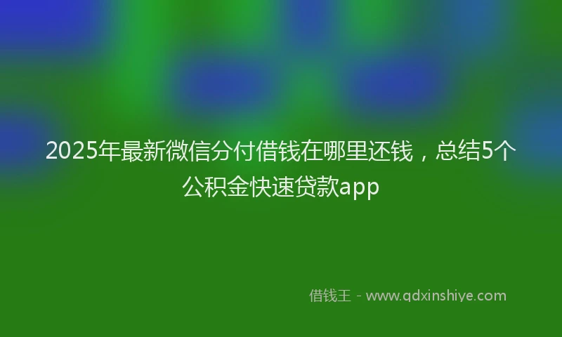2025年最新微信分付借钱在哪里还钱，总结5个公积金快速贷款app