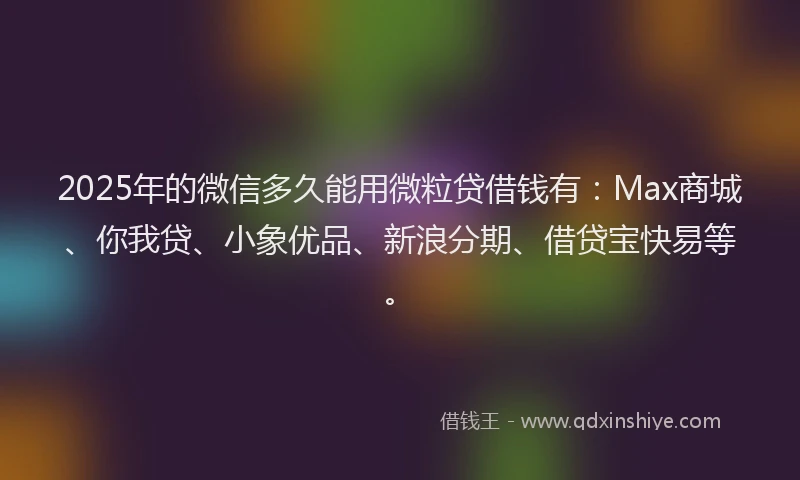 2025年的微信多久能用微粒贷借钱有：Max商城、你我贷、小象优品、新浪分期、借贷宝快易等。