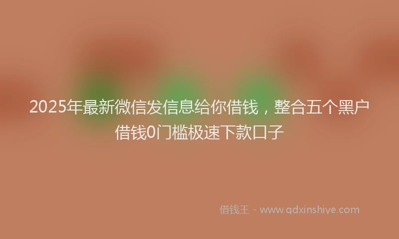 2025年最新微信发信息给你借钱，整合五个黑户借钱0门槛极速下款口子