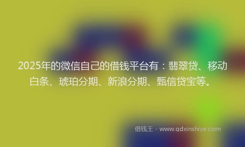 2025年的微信自己的借钱平台有：翡翠贷、移动白条、琥珀分期、新浪分期、甄信贷宝等。