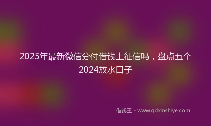 2025年最新微信分付借钱上征信吗，盘点五个2024放水口子