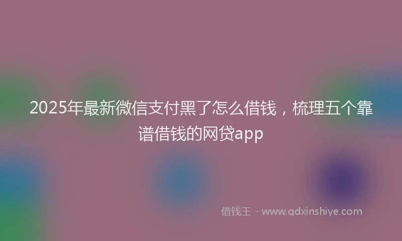 2025年最新微信支付黑了怎么借钱，梳理五个靠谱借钱的网贷app