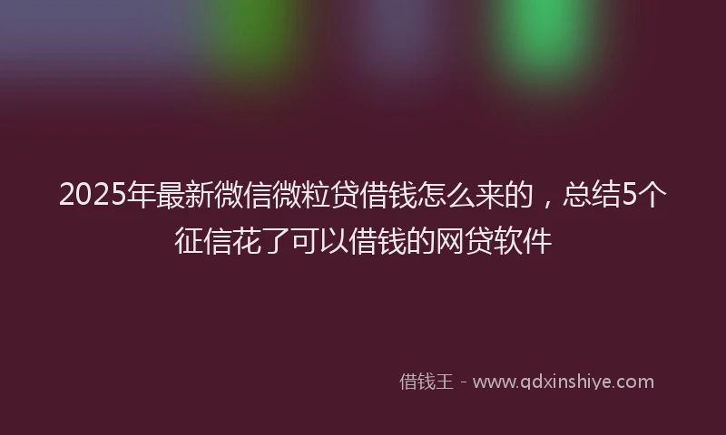 2025年最新微信微粒贷借钱怎么来的，总结5个征信花了可以借钱的网贷软件