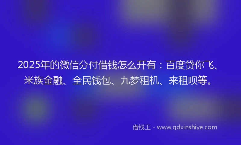 2025年的微信分付借钱怎么开有：百度贷你飞、米族金融、全民钱包、九梦租机、来租呗等。