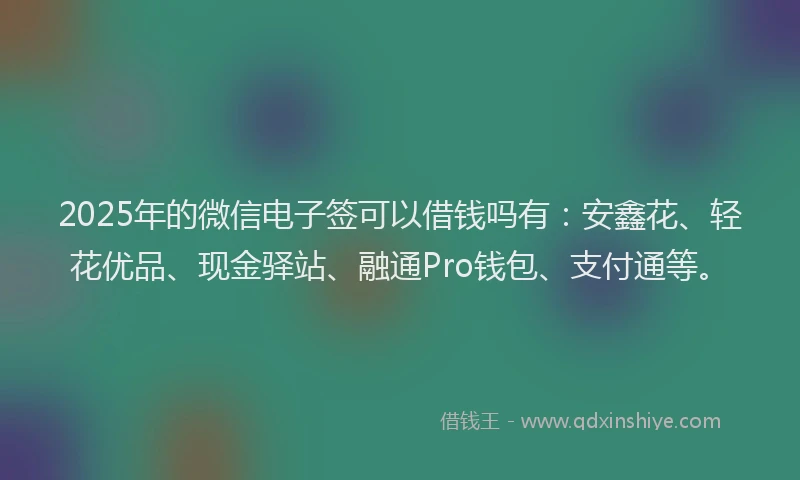 2025年的微信电子签可以借钱吗有：安鑫花、轻花优品、现金驿站、融通Pro钱包、支付通等。