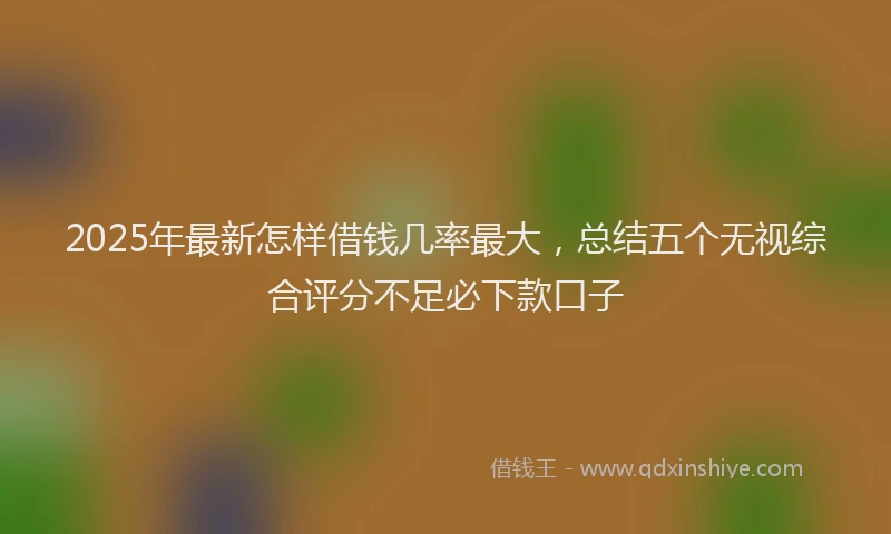 2025年最新怎样借钱几率最大，总结五个无视综合评分不足必下款口子